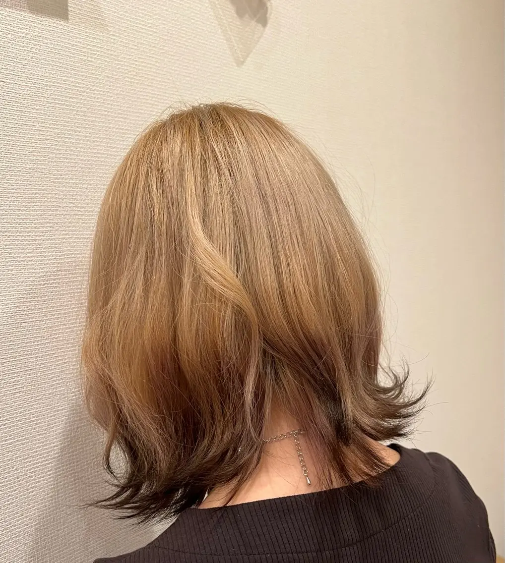 ミディアム カラー ベージュカラー オレンジ カット ヘアカラー Asia kanaのヘアスタイル