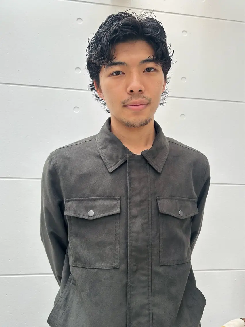 ショート パーマ メンズ 波巻きパーマ ニュアンスパーマ カット メンズパーマ本町/ 心斎橋ナカムラヒロトのヘアスタイル