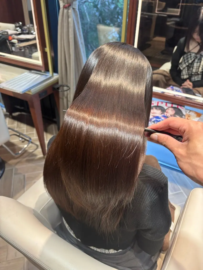 セミロング 縮毛矯正 トリートメント 山中 あるのヘアスタイル
