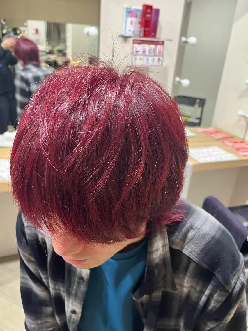 カラー ダブルカラー レッドカラー 🌸ルイ🌸 ケアブリーチのヘアスタイル