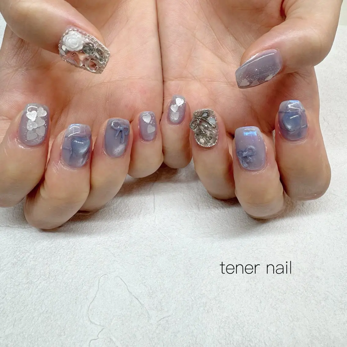 ネイル ブルー ハンドネイル テネルネイル tener nailのネイルデザイン