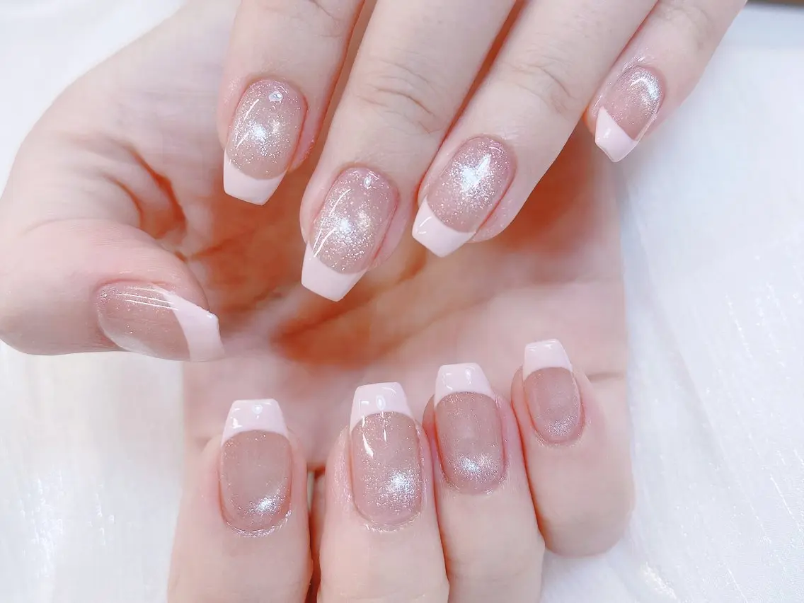 ネイル チークネイル 成人式 フレンチネイル グラデーション 氷ネイル・うるうるネイル ハンドネイル DUO   MI nail salonのネイルデザイン