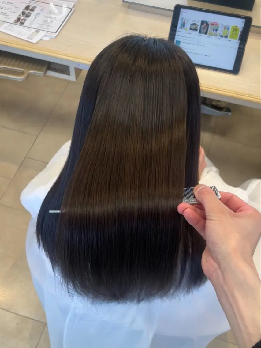 ロング シャドウパーマ／骨格 矯正カット　トモキのヘアスタイル