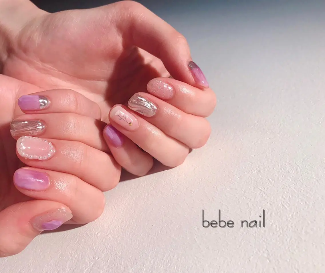 ネイル ニュアンスネイル パープル 春ネイル Ann nailのネイルデザイン