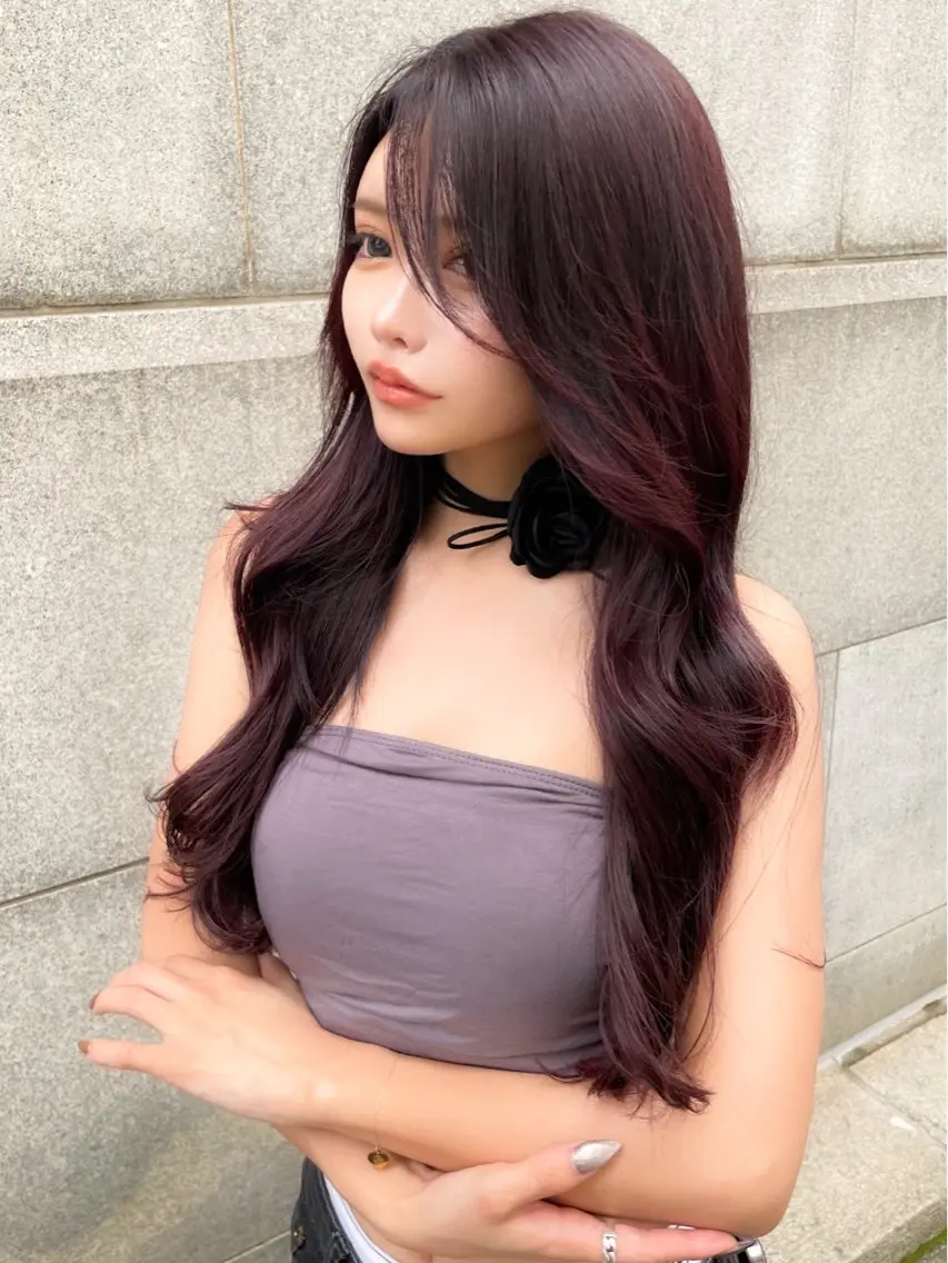 ロング 髪質改善 韓国風ヘア レイヤーカット ロング 縮毛矯正 美髪縮毛矯正🩶 髪質改善/Shinaのヘアスタイル