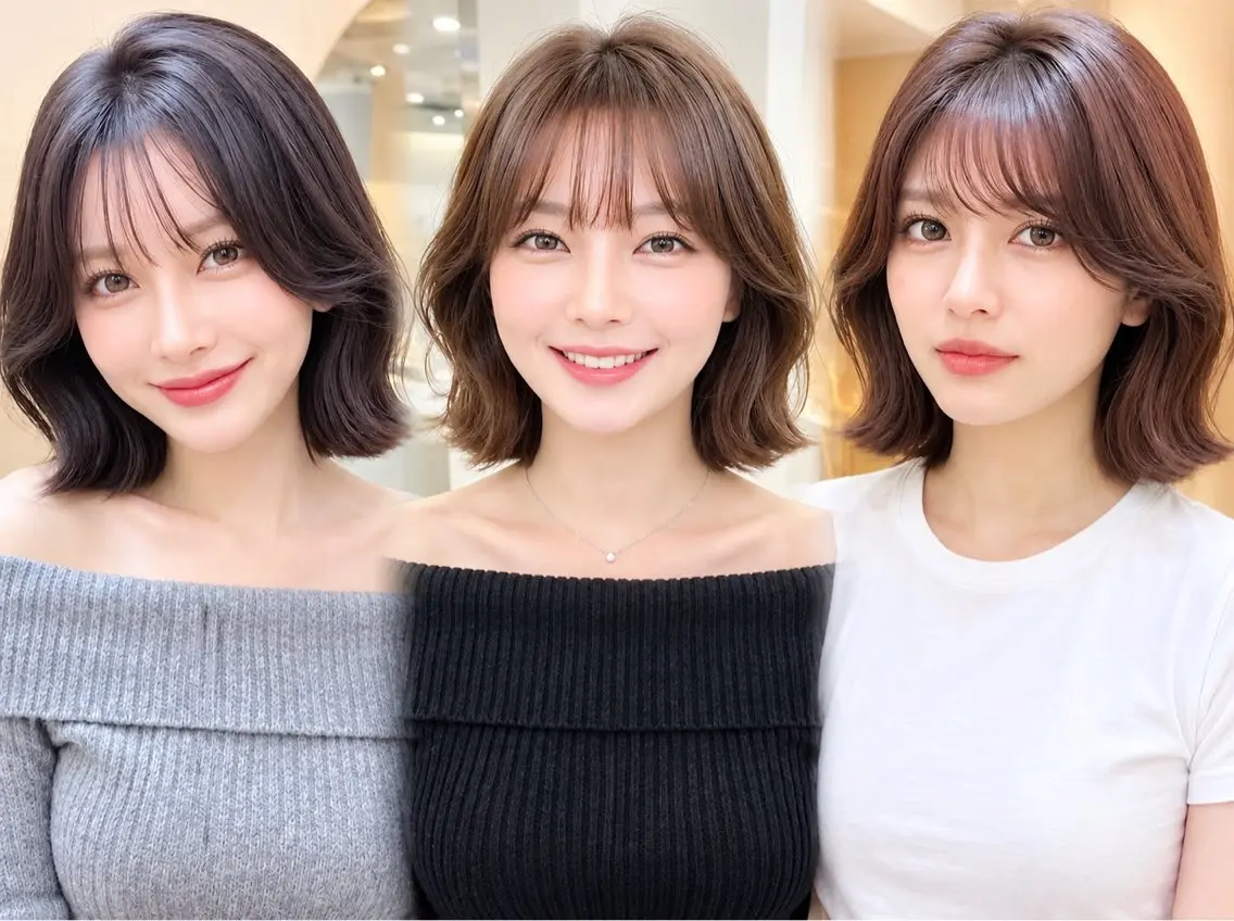 ミディアム 髪質改善 外ハネヘア カット ヘアカラー トリートメント 髪質改善サロン/川越 カラー/レイヤーボブのヘアスタイル