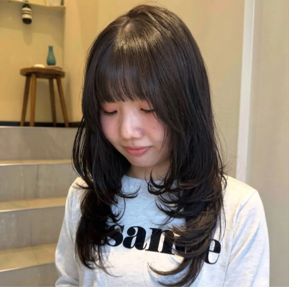 セミロング カラー カット ヘアカラー トリートメント 中村 彩音のヘアスタイル