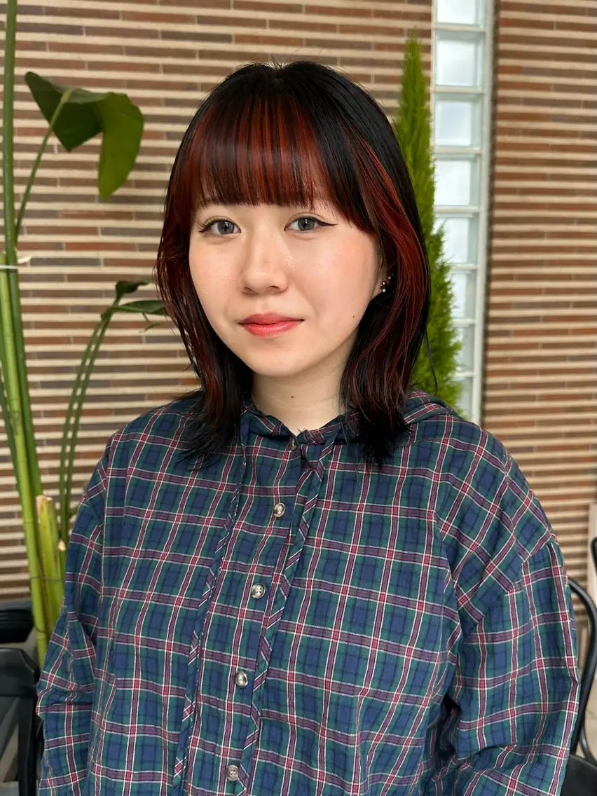 セミロング カラー オレンジ Daisy🎀【福岡 美容室】chiakiのヘアスタイル