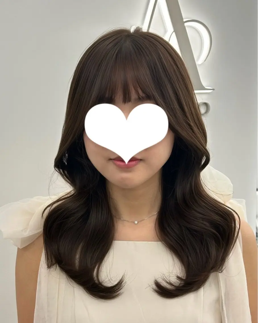 セミロング カラー ブラウンカラー カット ヘアカラー トリートメント 韓国ヘア/顔周り ヘアセット/加藤優里のヘアスタイル