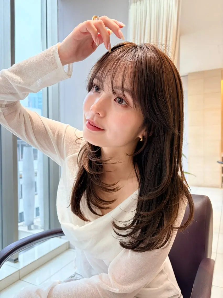 ミディアム ワンカールレイヤー 顔周り☺︎shunのヘアスタイル