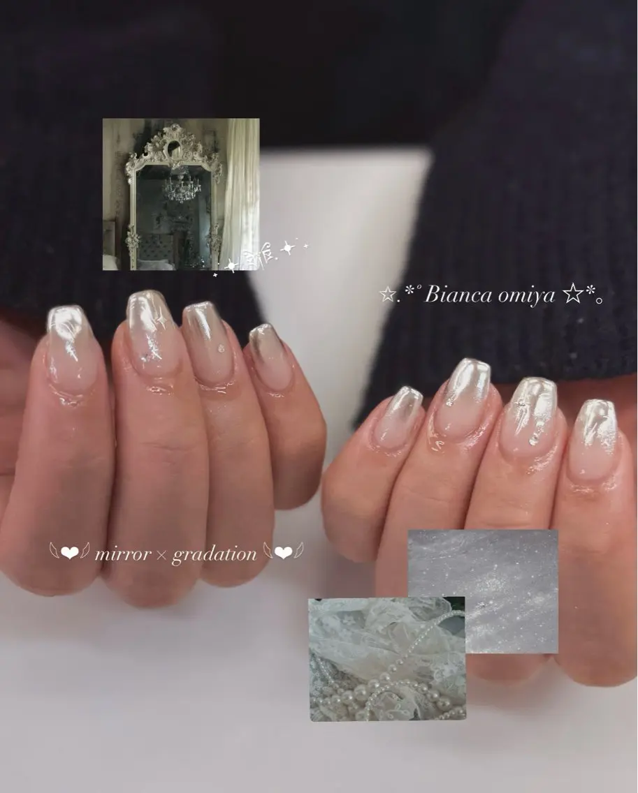 【オフ無し】大人気ツヤ感🩵ྀིミラーorオーロラネイル/長さだし/パラジェル/大宮の写真