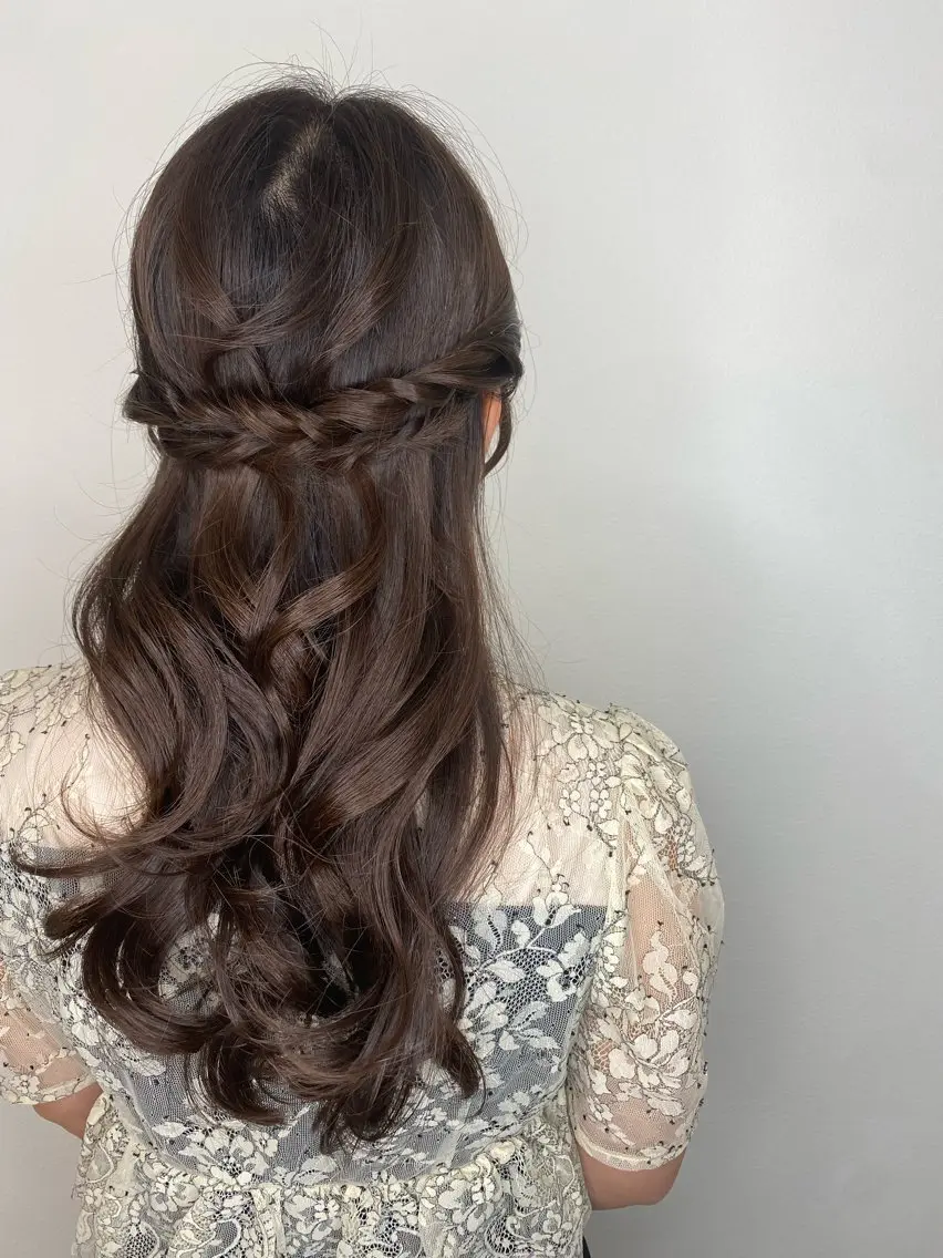 ロング ヘアアレンジ ハーフアップ ヘアセット Hiroshi ヒロシのヘアスタイル