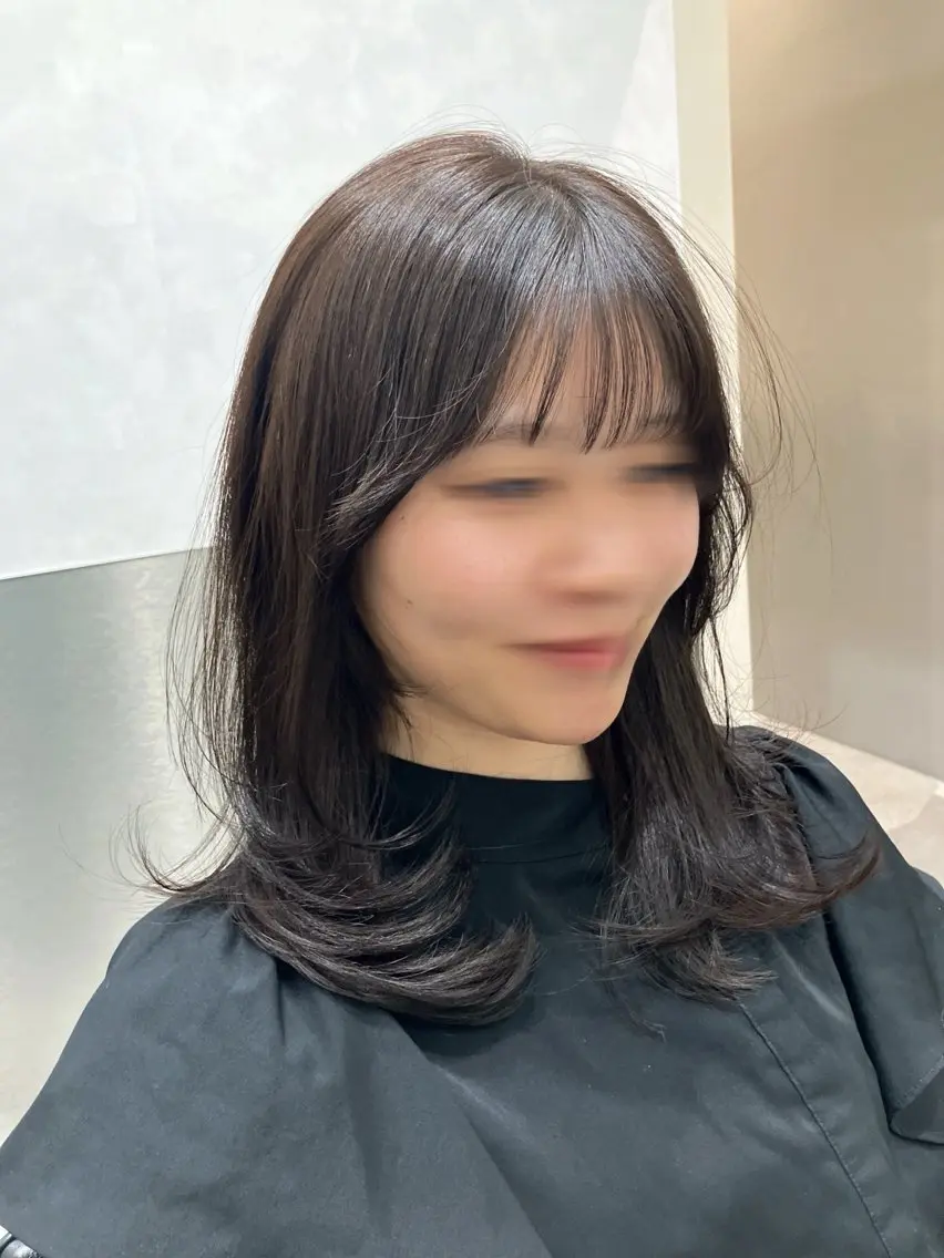 ミディアム カラー カット ヘアカラー トリートメント 💖ブリーチなし透明 感💖ASAHIのヘアスタイル