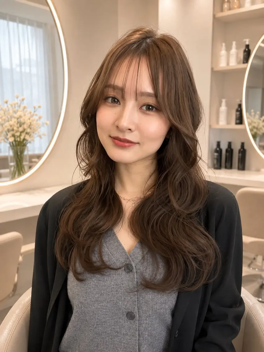 ロング ハッシュカット 韓国風ヘア レイヤーカット Lueur. ／レイヤーカットのヘアスタイル
