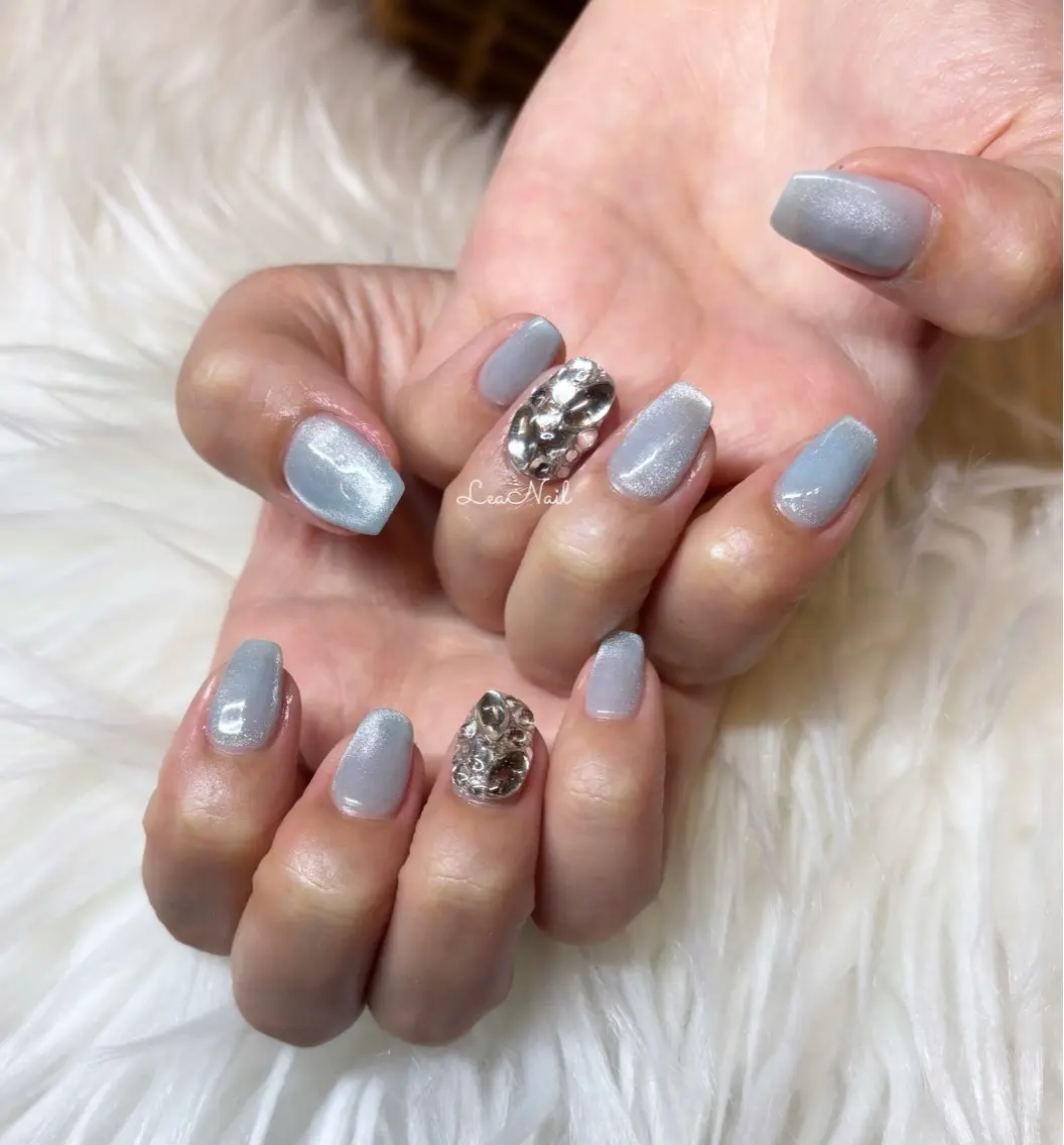 ネイル マグネットネイル シンプルネイル ストーンネイル Lea Nailのネイルデザイン