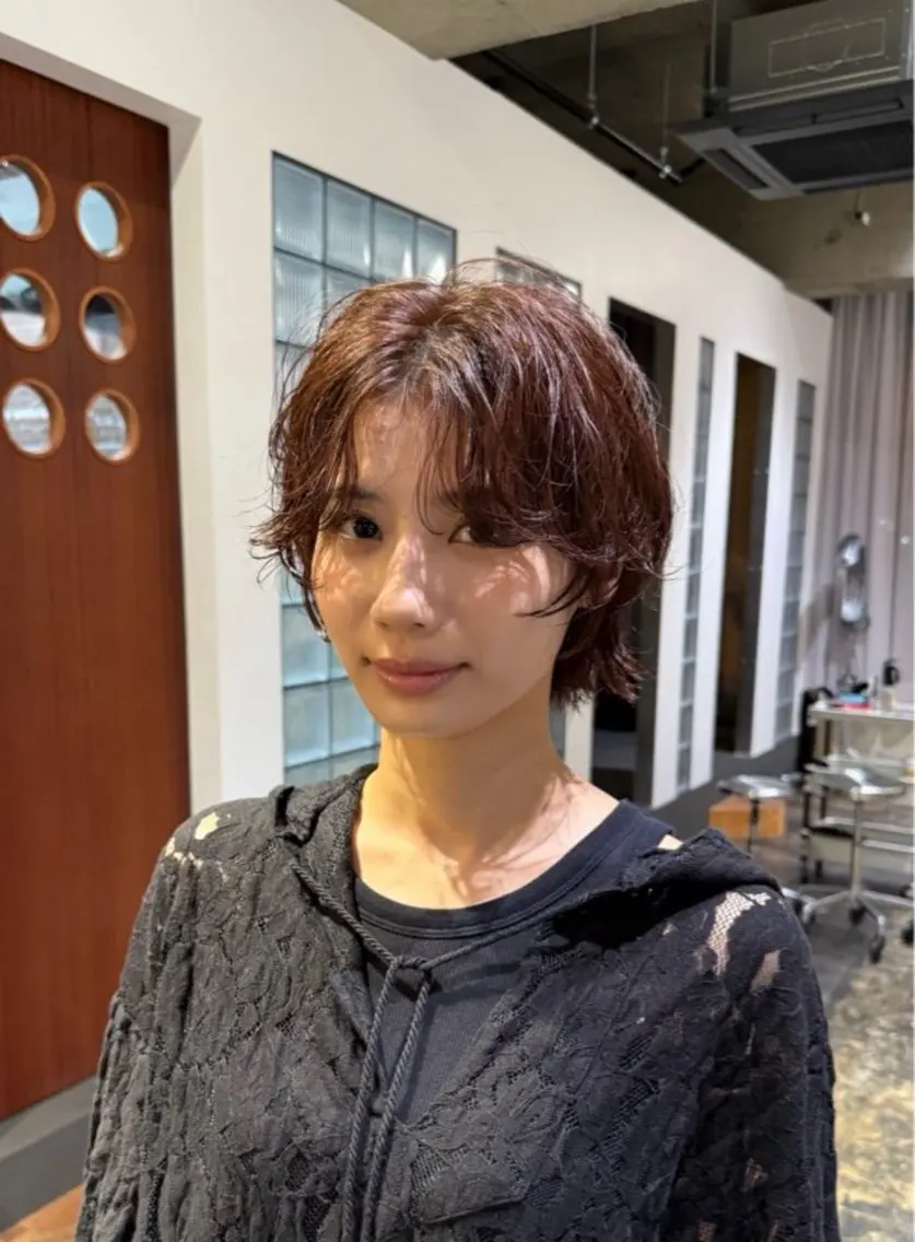 ショート カラー ブラウンカラー オレンジ オレンジブラウン ヘアカラー トリートメント 池田 早希のヘアスタイル
