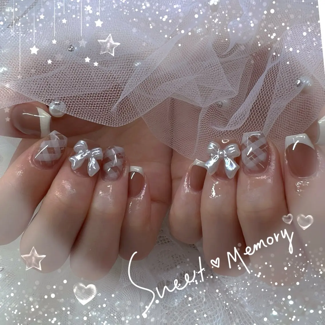 ネイル チークネイル フレンチネイル ガーリー ガラスフレンチ グラデーション ハンドネイル Chill Nailsalonのネイルデザイン