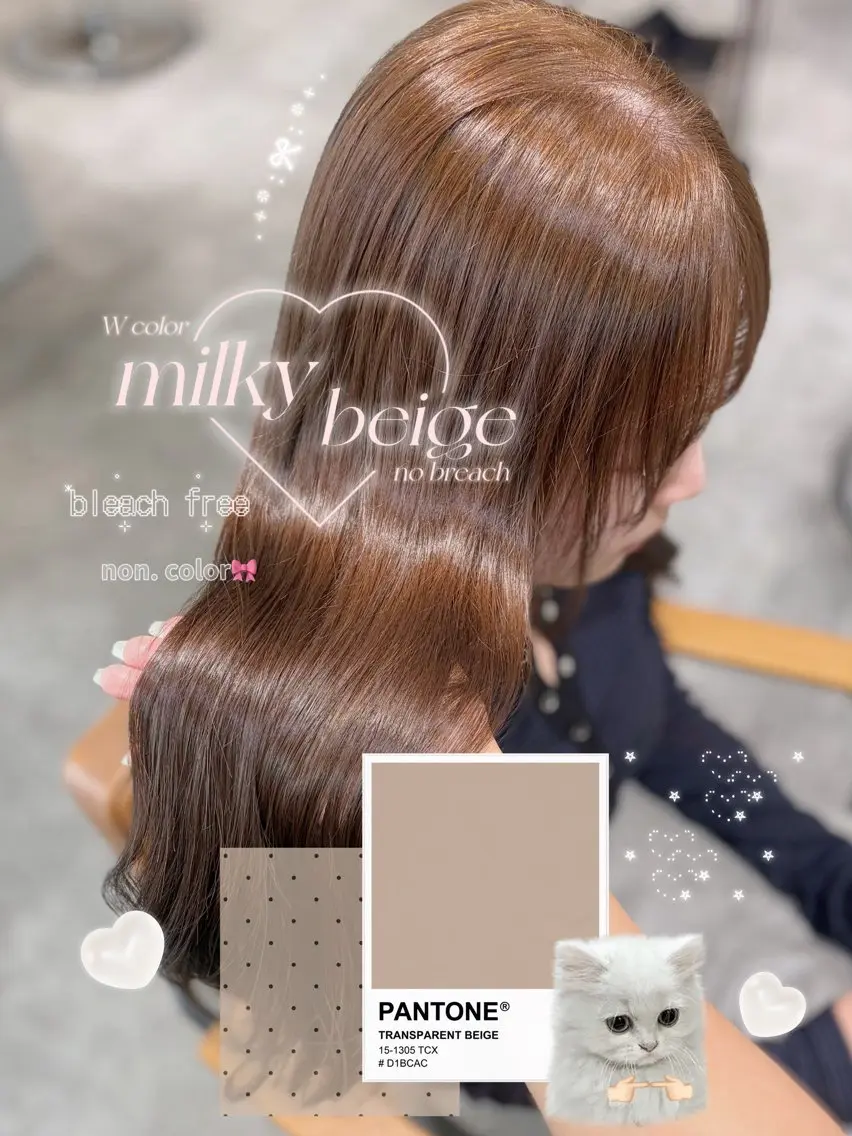 ロング カラー ベージュカラー ブリーチ ダブルカラー ミルキーベージュ ブリーチなしカラー ヘアカラー non. ダブルカラー🎀🤍のヘアスタイル