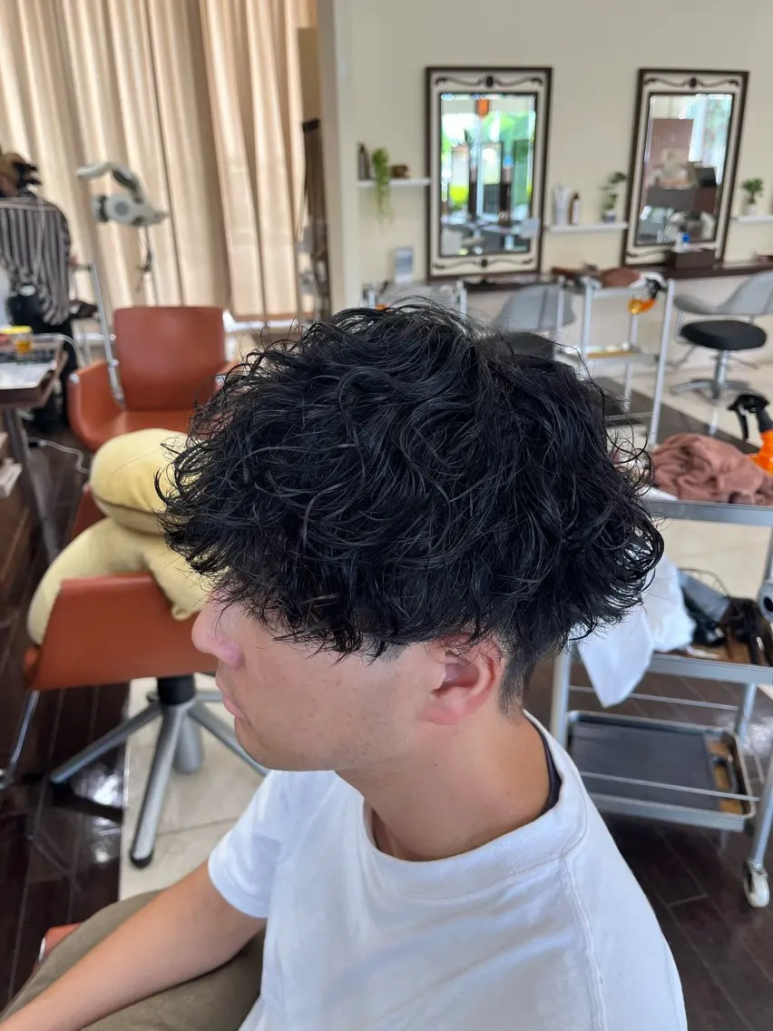 ショート パーマ メンズ マッシュ スペインカール 刈り上げ 波巻きパーマ 🧊メンズ特化🧊 高木航希のヘアスタイル