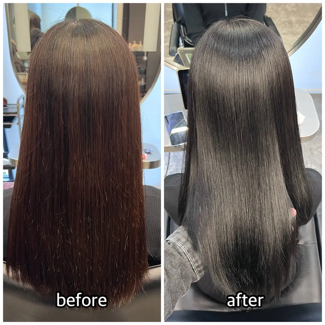 セミロング カラー グレージュ 縮毛矯正 カット ヘアカラー トリートメント 🎈ムラ直しカラー レイヤー千葉🎈のヘアスタイル