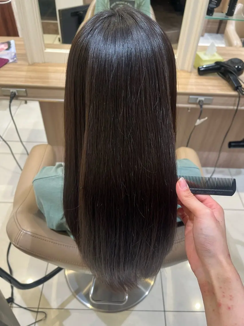ロング 縮毛矯正 ash元住吉 田中ゆらのヘアスタイル