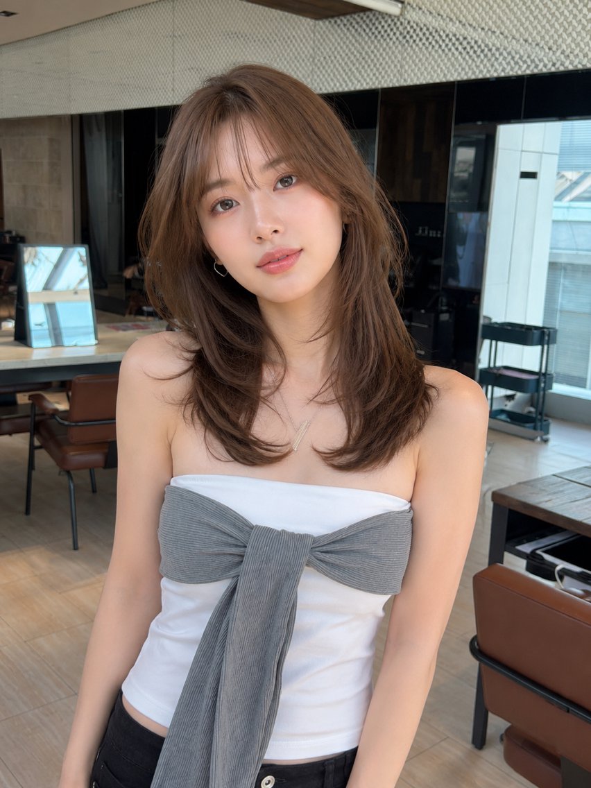 セミロング レイヤーカット カット トリートメント ヘッドスパ SHION/銀座 まとまるカット🩵のヘアスタイル