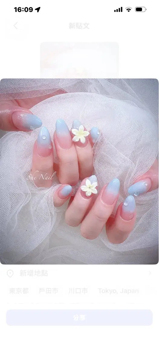 ネイル ブルー グラデーション 夏ネイル ハンドネイル ISA_ BELLAのネイルデザイン