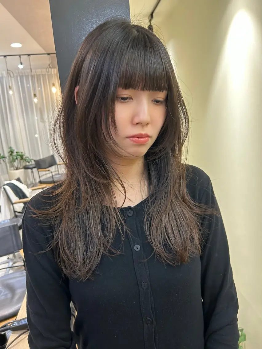 ロング カラー ハッシュカット レイヤーカット hubhair レイヤー/透明感のヘアスタイル