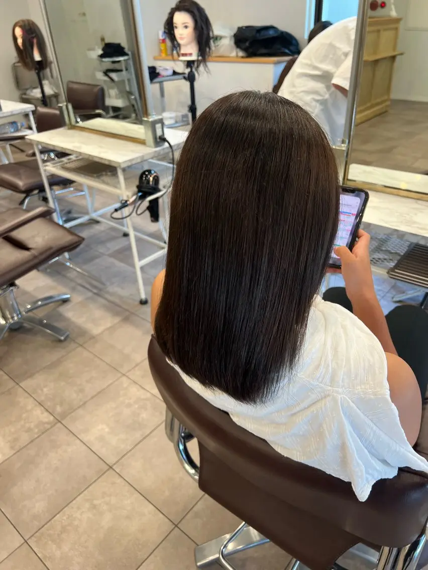 🍒お手入れが楽に🍒カット➕カラー➕縮毛矯正でサラ艶ヘアーにの写真