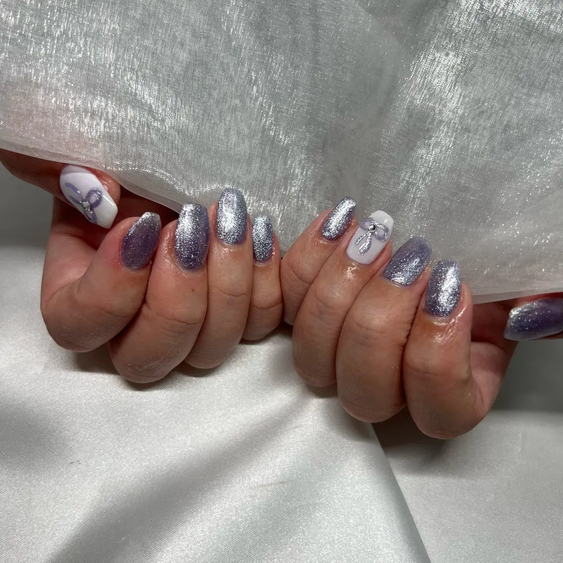 ネイル ジェルネイル 韓国ネイル ラメ(グリッター) マグネットネイル ミラーネイル ハンドネイル nail salon Rewardのネイルデザイン