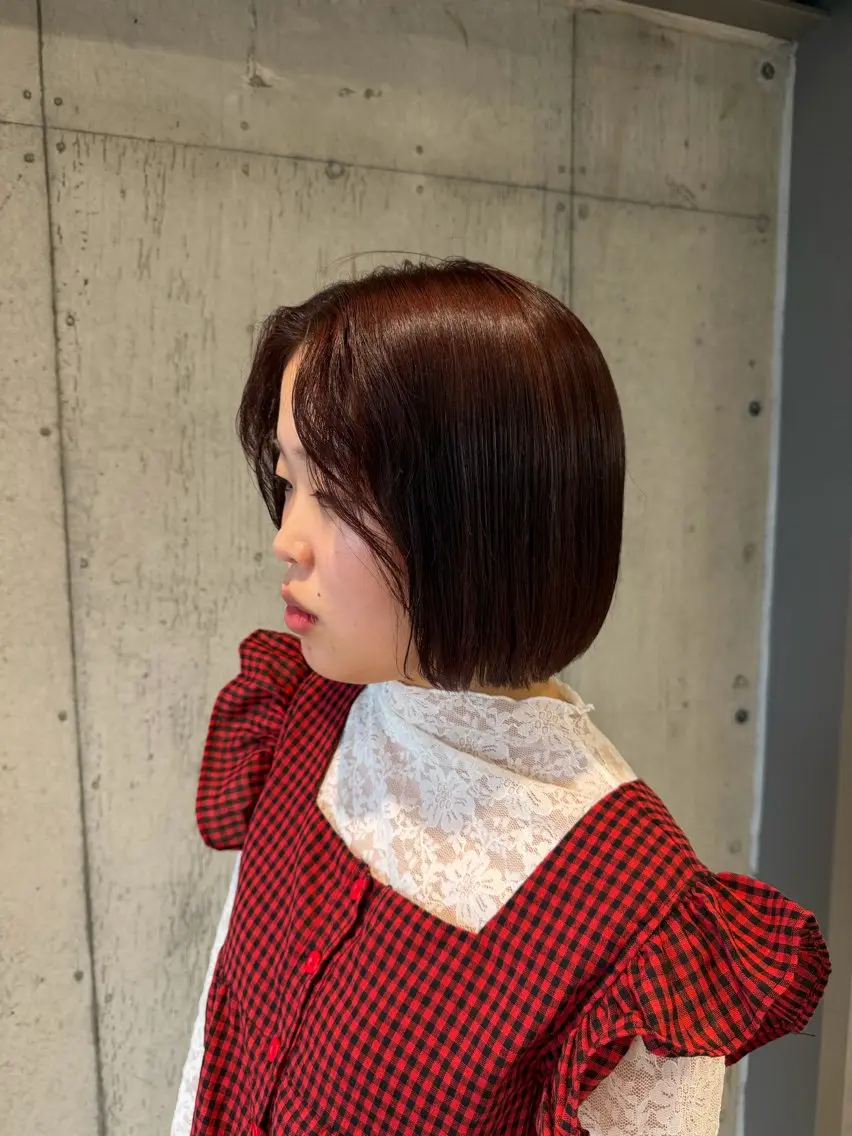 ミディアム カラー ヘアアレンジ カット ヘアカラー トリートメント ボブ×艶カラー 特化・リクト💥のヘアスタイル