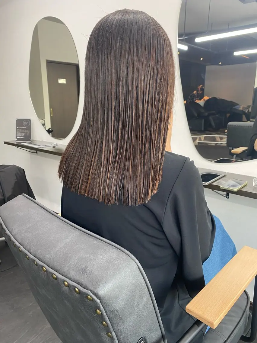ミディアム 髪質改善 カット 縮毛矯正 トリートメント 山﨑 大暉【ダブルカラー】のヘアスタイル