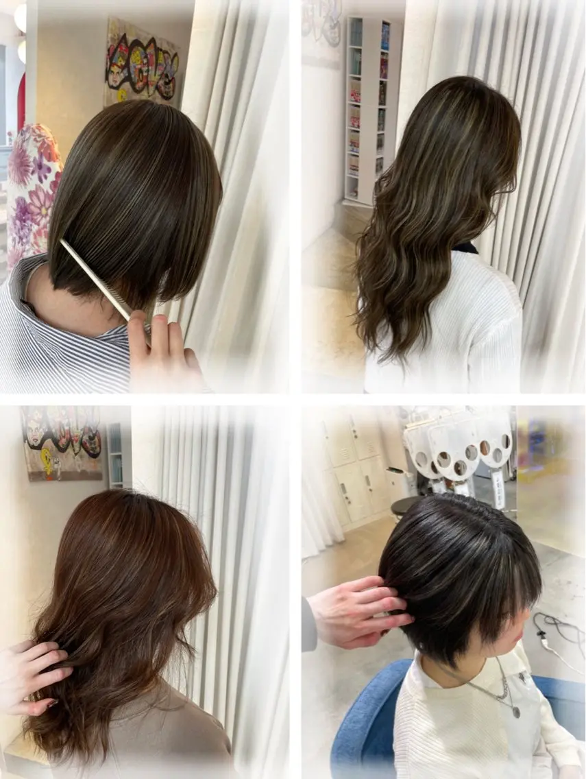 セミロング カラー ハイライトカラー ハイライト 安井まゆ _Box mico.のヘアスタイル