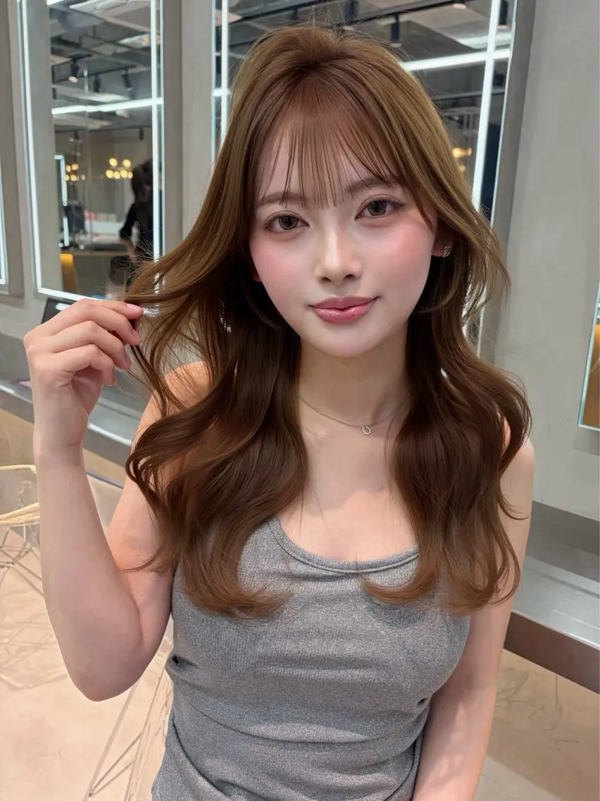 ロング カラー ヘアアレンジ ベージュカラー ブリーチ 透明感カラー ブリーチなしカラー 髪質改善 【博多髪質改善】 吉村 清志のヘアスタイル