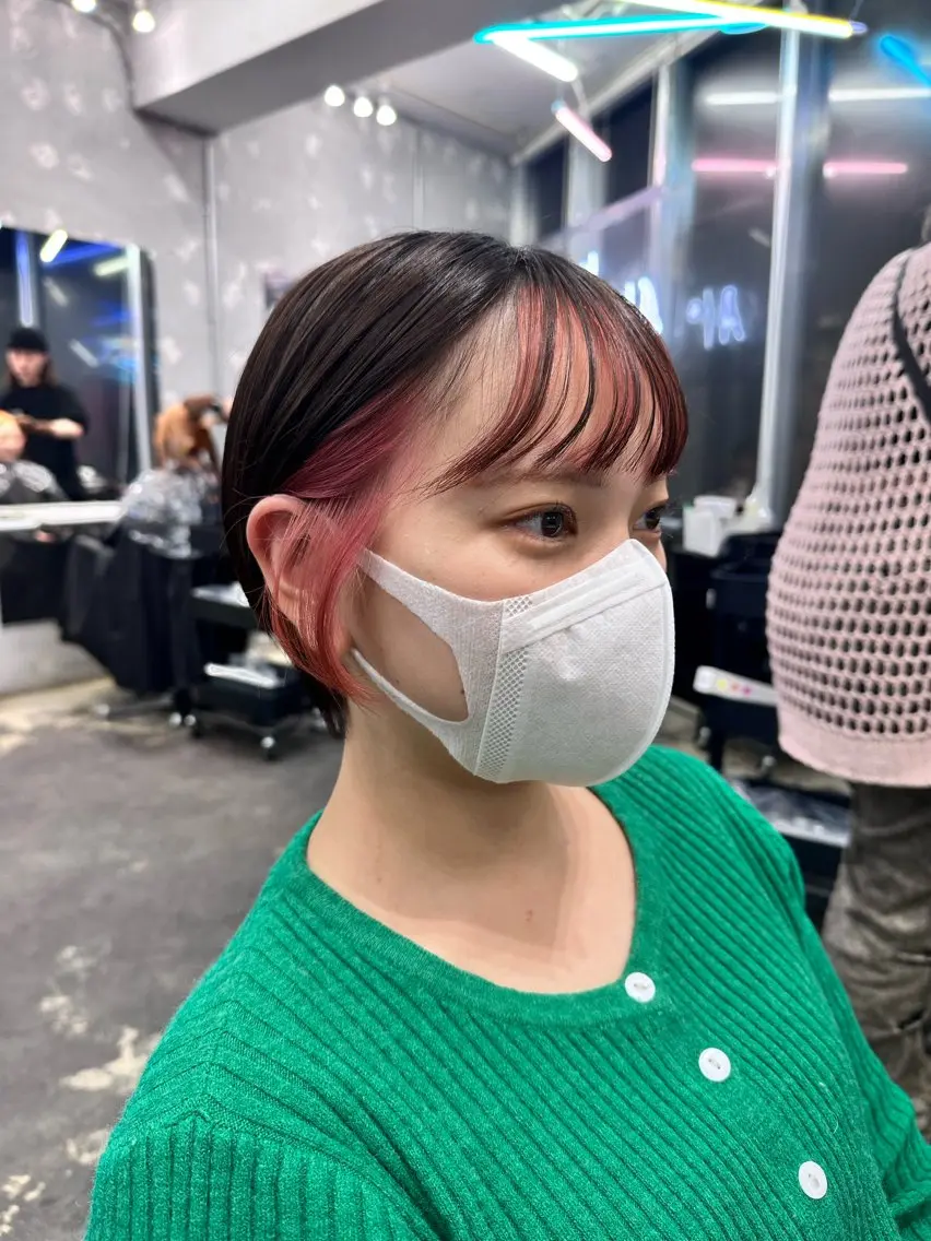 ショート カラー ヘアアレンジ ブリーチ ピンクカラー 🎀モテ暖色× エクステ🎀あかりのヘアスタイル