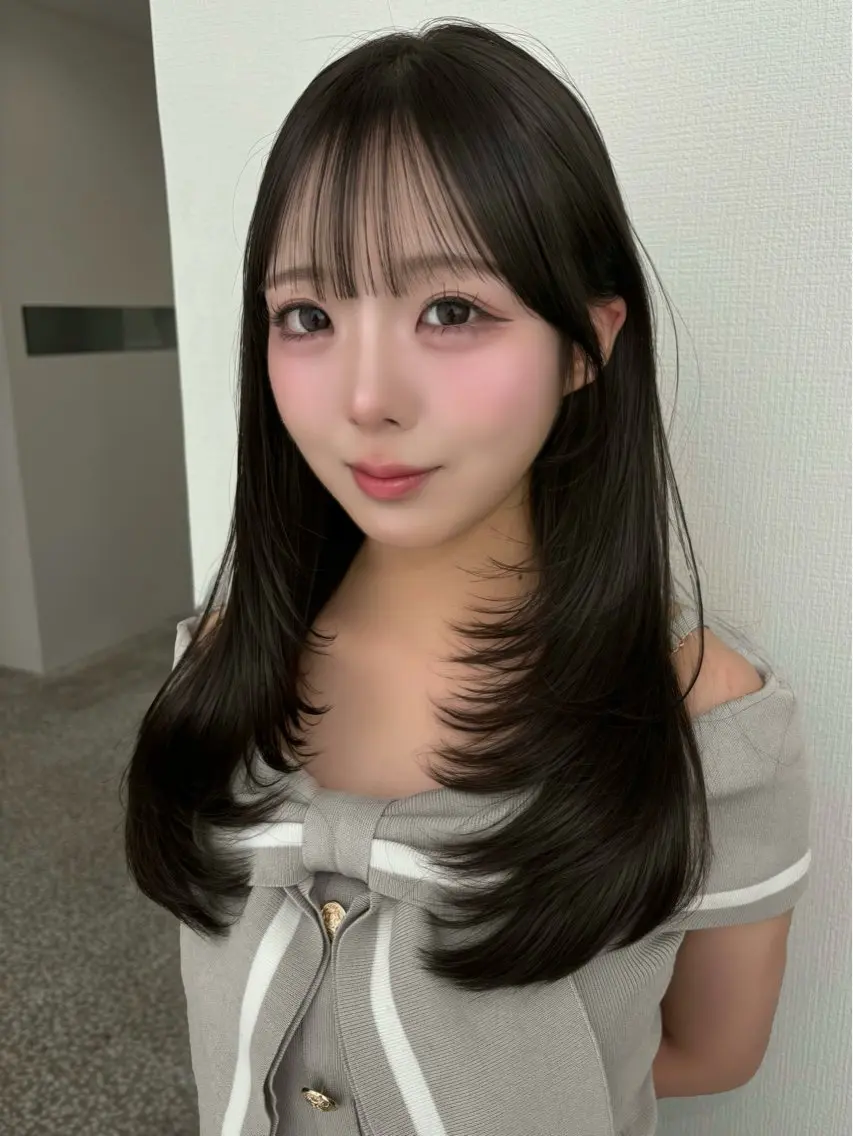 ロング カラー ベージュカラー ブリーチ ブラウンカラー 透明感カラー グレージュ カット ヘアカラー トリートメント 熊本/レイヤーカット Nau🎀のヘアスタイル