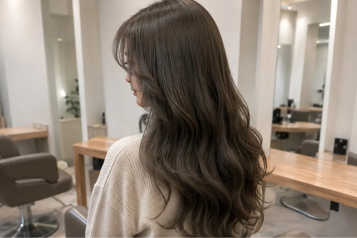 ロング カラー ベージュカラー ブリーチ 透明感カラー ブリーチなしカラー オリーブベージュ ヘアカラー 【韓国風特化】 池田一之のヘアスタイル