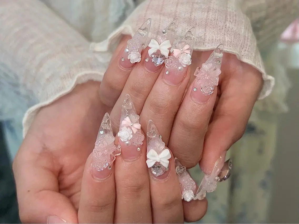 ネイル チークネイル 長さ出し フレンチネイル ジェルネイル ガーリー ハンドネイル Sora  Nail Studioのネイルデザイン