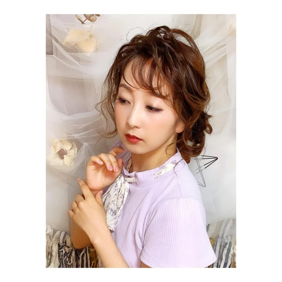 ミディアム ヘアアレンジ ヘアアンドメイクムタ 新居のヘアスタイル