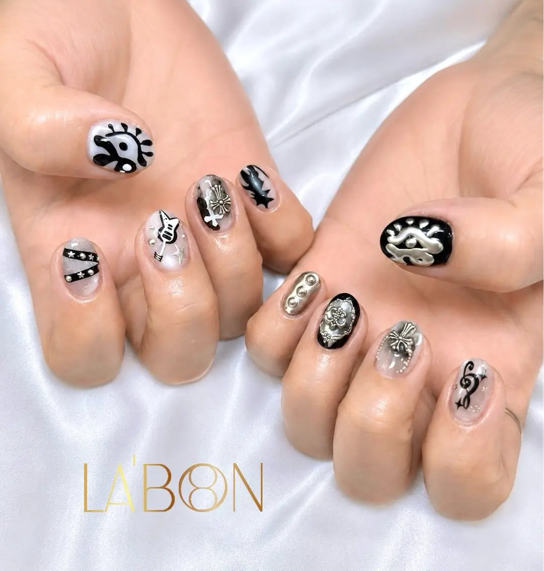 ネイル アートネイル ジェルネイル キラキラネイル 韓国ネイル ロングネイル Labon Nails Artのネイルデザイン