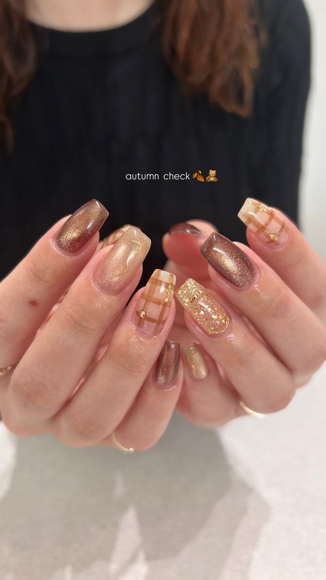 ネイル ブラウン ハンドネイル nail salon moiのネイルデザイン