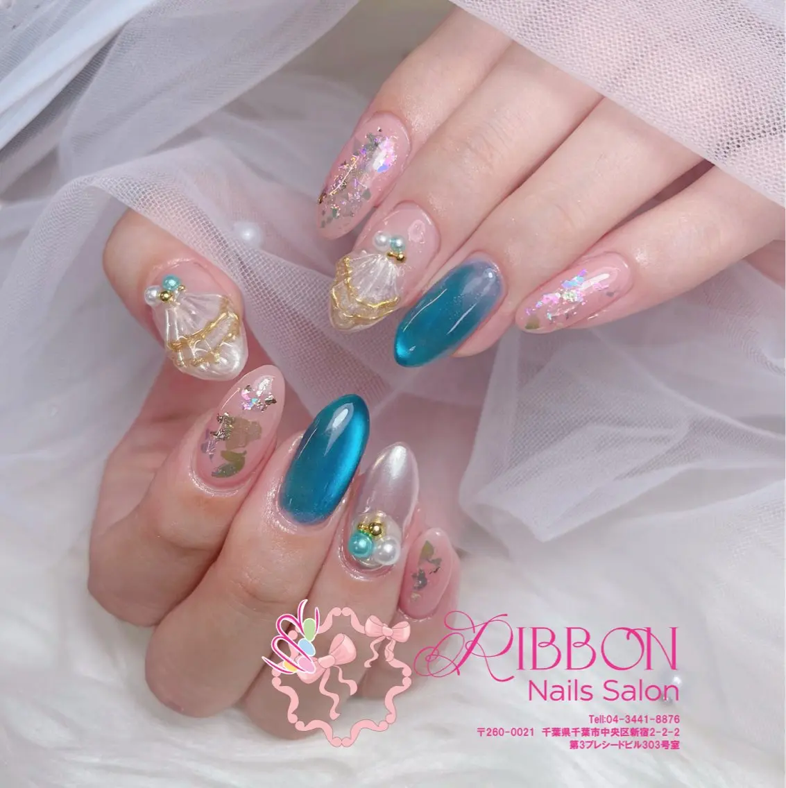 ネイル フットネイル フレンチネイル ジェルネイル マグネットネイル 持ち込み ハンドネイル Ribbonnail salonのネイルデザイン