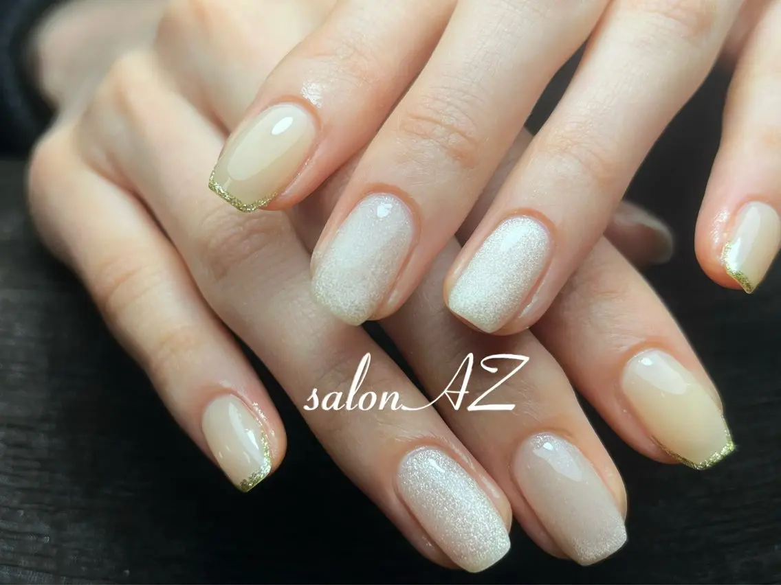 ネイル 長さ出し フットネイル フレンチネイル マグネットネイル ニュアンスネイル salon AZのネイルデザイン
