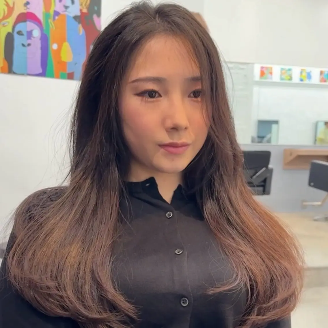セミロング カラー レイヤー🐑髪質改善 顔周りカット/みきとのヘアスタイル