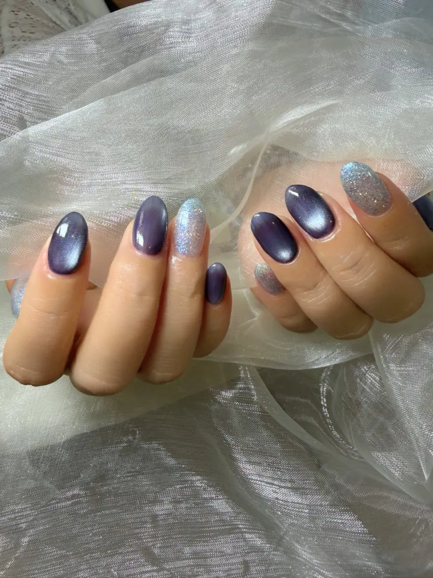 ネイル ラメ(グリッター) マグネットネイル nail room 凪のネイルデザイン