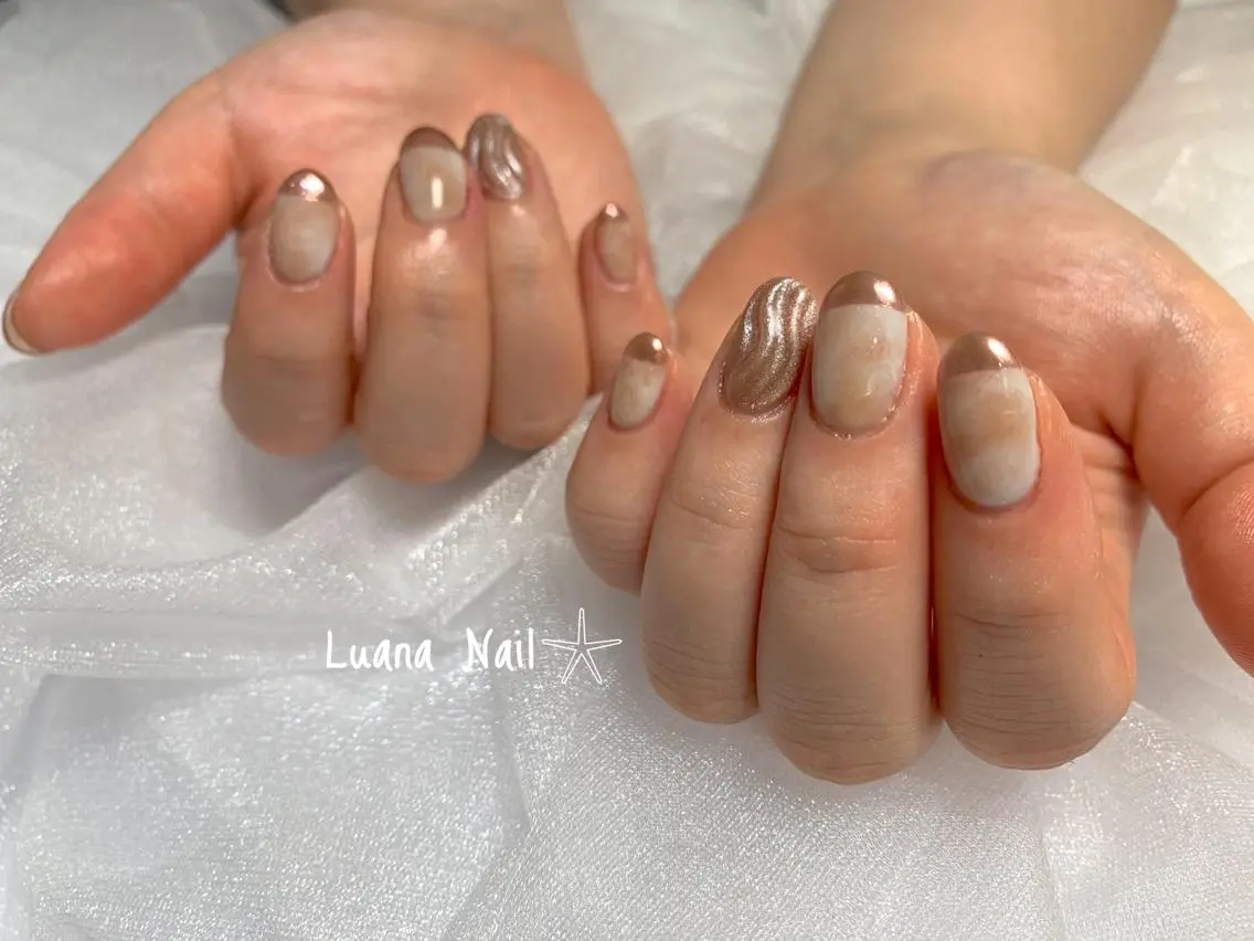 ネイル ミラーネイル ハンドネイル BeauJu by Luana Nailのネイルデザイン