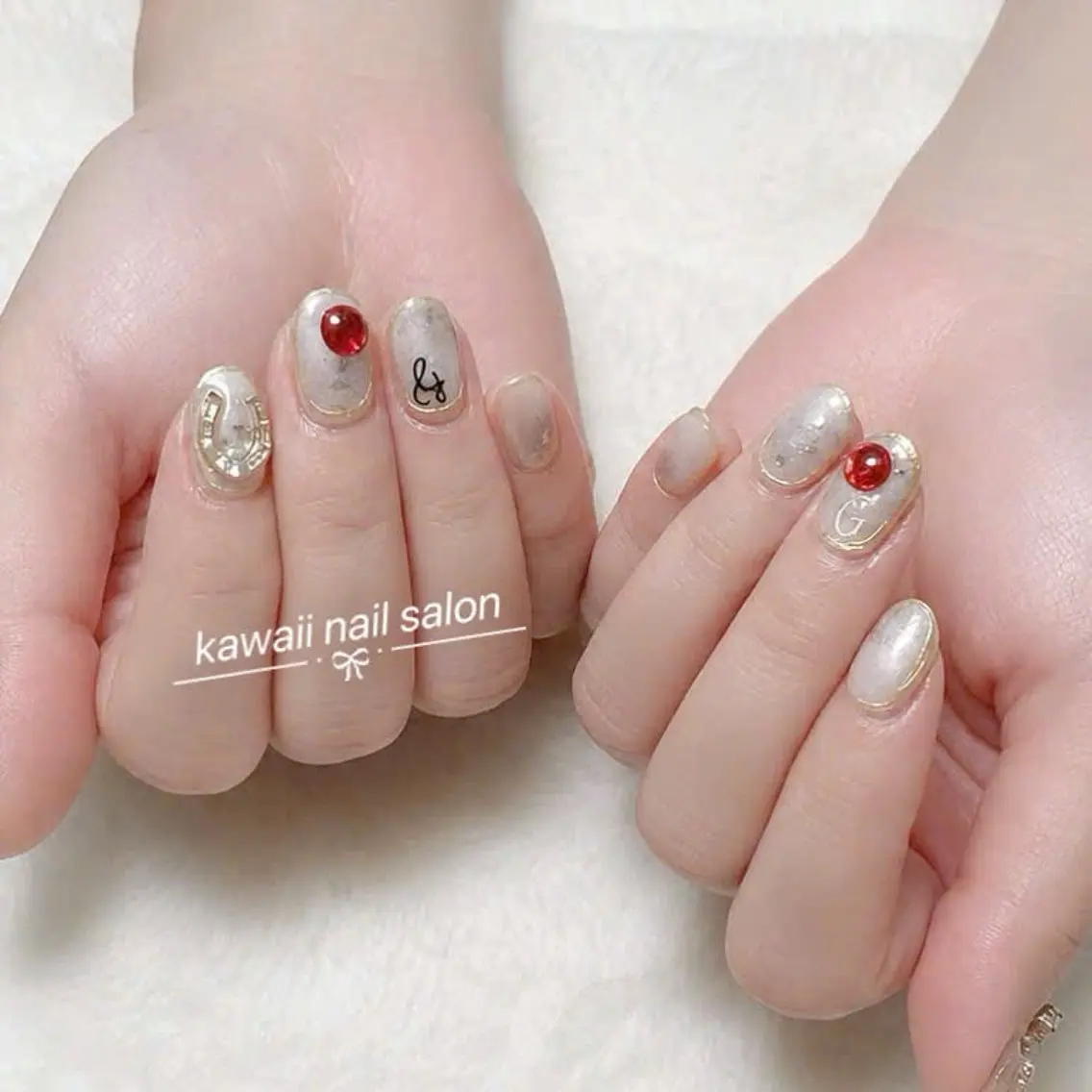 ネイル ドット フレンチネイル 韓国ネイル マグネットネイル オフィスネイル Kawaii Nail Salonのネイルデザイン