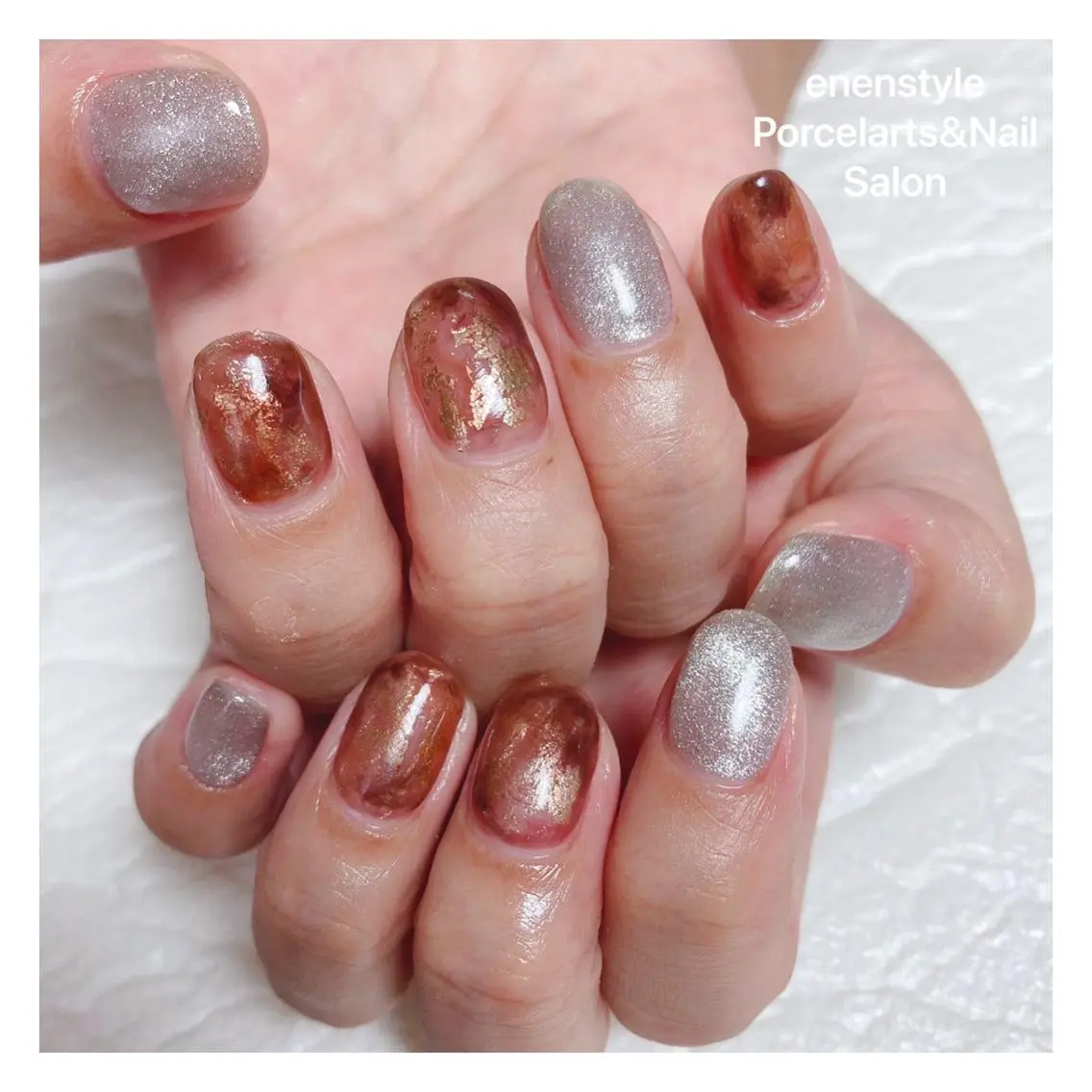 ミディアム ネイル ハンドネイル 🐾enen style 🐾のネイルデザイン