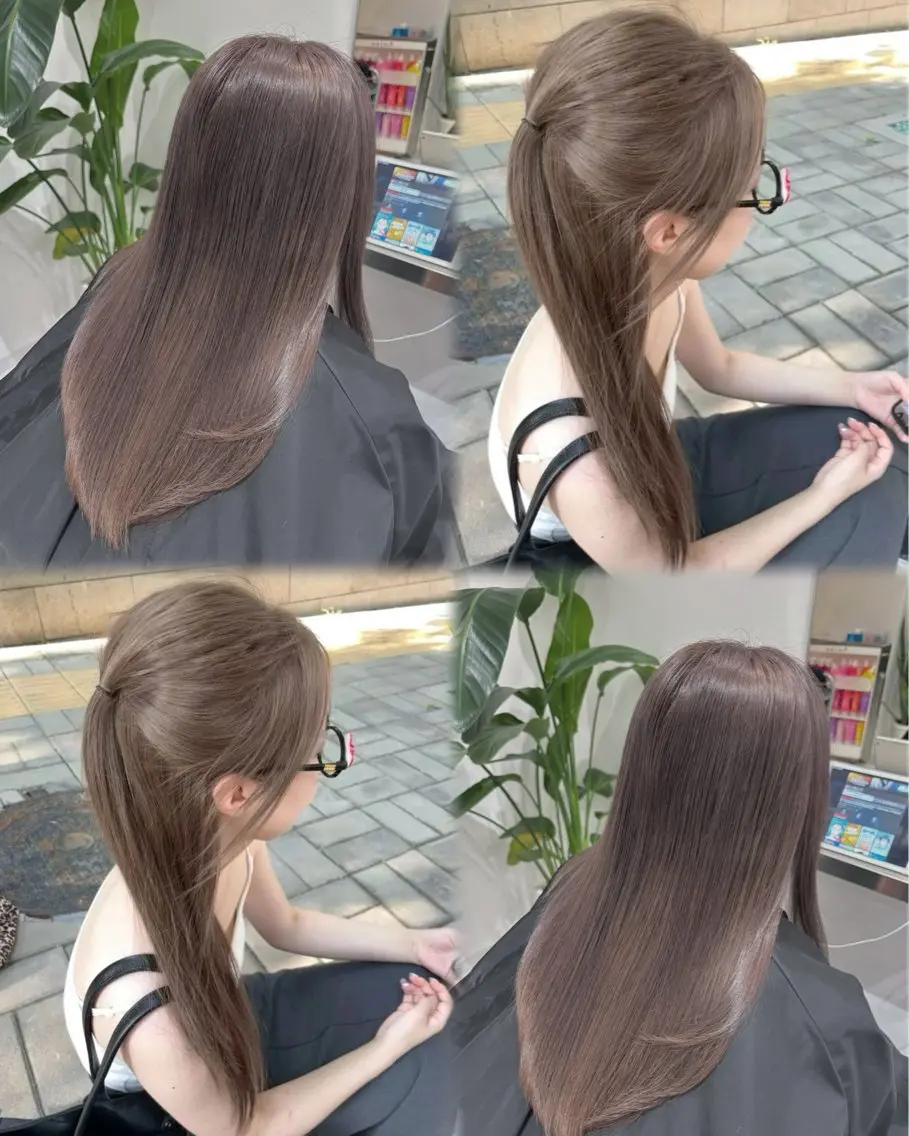 ロング カラー ベージュカラー ブリーチ ブラウンカラー ケアブリーチ カシス 🎀韓国ヘア× 透明感カラー🎀正源のヘアスタイル