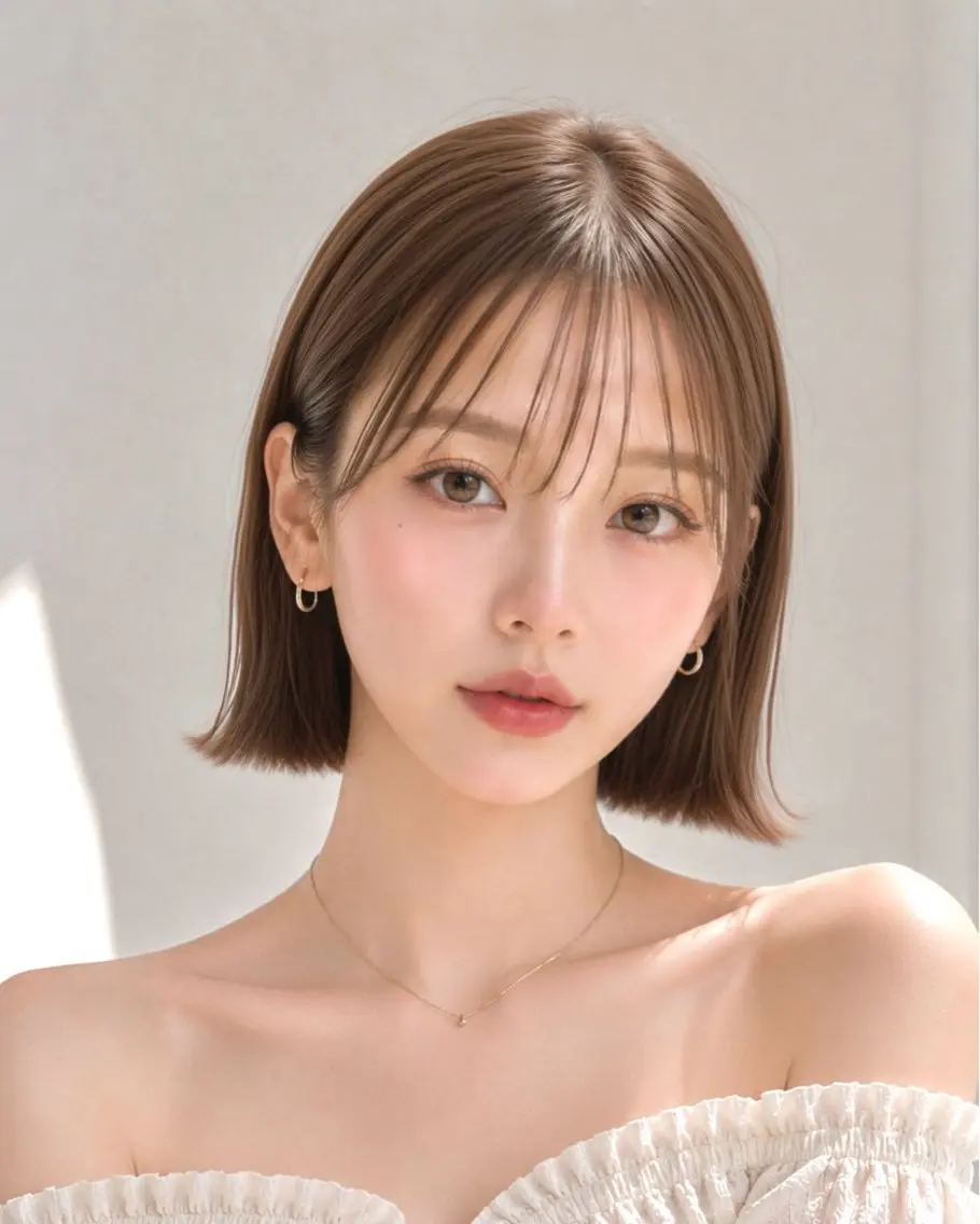 ショート 顔周りカット 小顔カット 外ハネヘア カット ヘアカラー トリートメント 内海 美莱のヘアスタイル